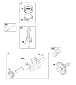Crankshaft Group Diagram and Parts List for 356447-0665-G1 200000 - 399999 Briggs and Stratton Engine